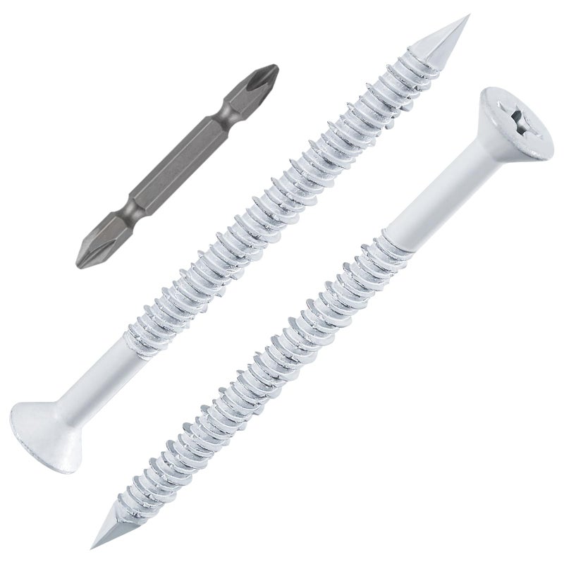 WenSilon(30 PCS) 3/16"" x2-3/4 White Concrete Screw Anchor White Flat Head for Anchoring to Masonry, Block or Brick Stucco - Image 1
